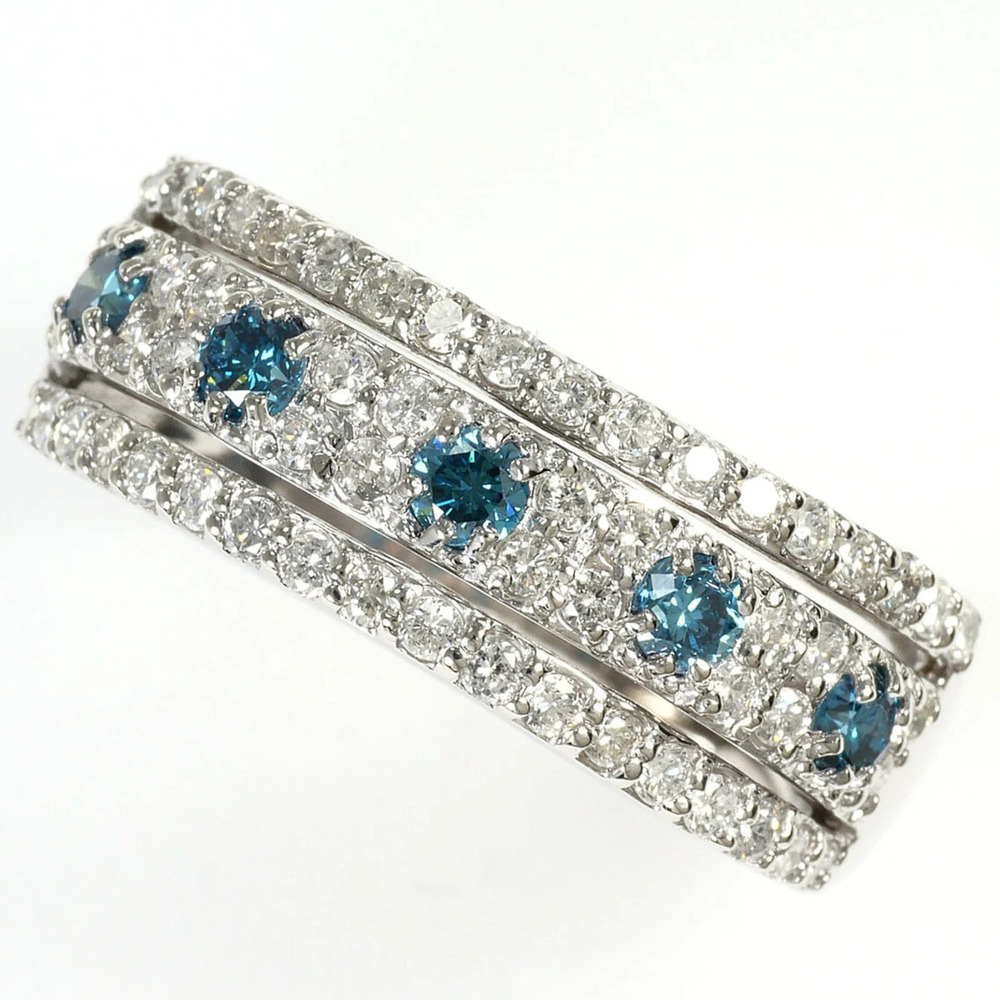 PT900 Platinum Ring with 1 Blue Diamond (Treated) and Card. Total Weight: 6.8...